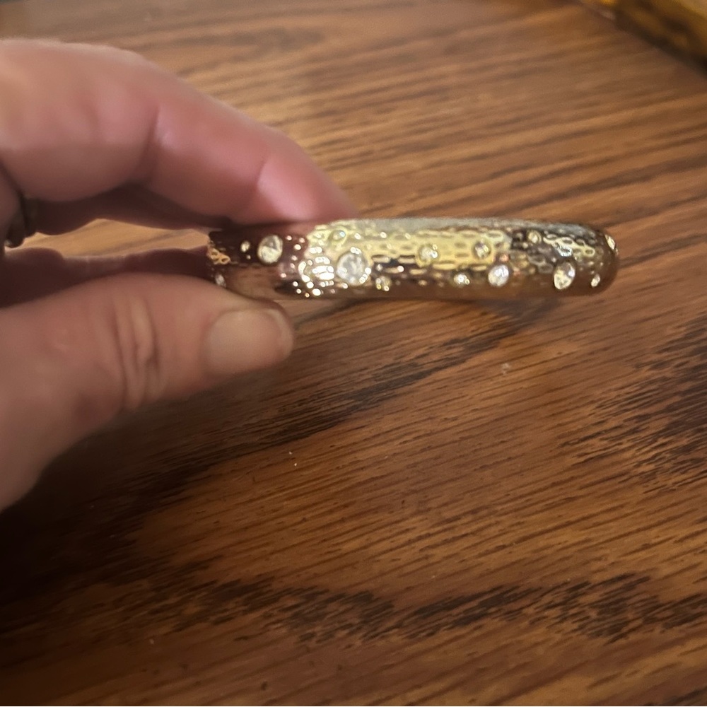 Premier Design gold bangle bracelet w/diamond accents